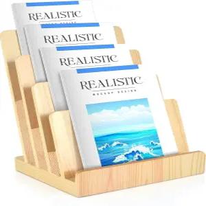 DLUGOPIS 4단 목재 브로셔 홀더 8.5 x 11매거진 디스플레이 랙 스탠드 문학 팸플릿 정리함 플라이어 테이블