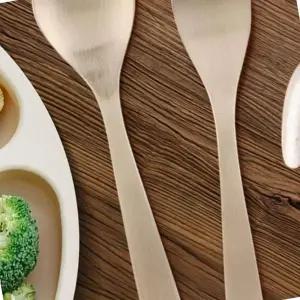 [원오안전] 방짜 유기숟가락 어린이  숟가락 포크 유아 수저 (본품)