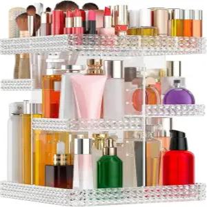 달렘키 메이크업 오거나이저 360 회전 아크릴 클리어 드 향수 7겹 대형 및 보관 배니티용 서랍장플러스
