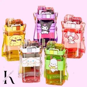 산리오 사각 더블캡 롱 빨대 물통 물병 어깨끈 어린이선물 시나모롤 쿠로미 마이멜로디