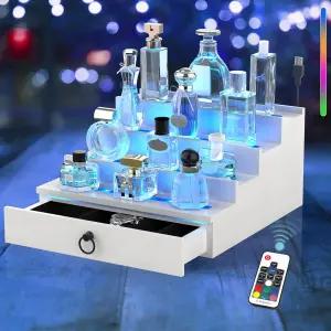 남성용 LED 조명 쾰른 정리함 벨벳 안감 서랍이 있는 4티어 우드 향수 리모컨이 멀티 모드 디스플레이 홀더