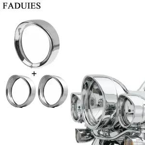 호환  할리 투어링 로드 킹 일렉트라 글라이드용 블랙 크롬 헤드라이트 트림 링 4.5 인치 안개등 트림 링 7