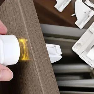 [원오안전] 안전문 서랍 고리 서랍잠금장치 자석 4P세트 문열림 열림 잠금장치 싱크대 방지 (본품)