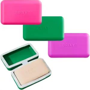 브릭시 뷰티 바 여행 케이스 세트 3팩 비누 용기 누수 방지 휴대용 홀더 내구성 있는 실리콘 마그네틱 씰