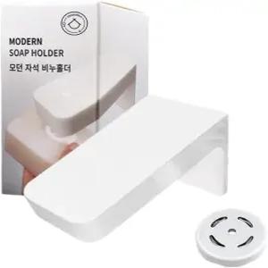 셀프 접착식 마그네틱 비누 홀더 플라스틱 에어 드라이 원터치 싱크대 주방 욕실 샤워기 간편한 청소화이트