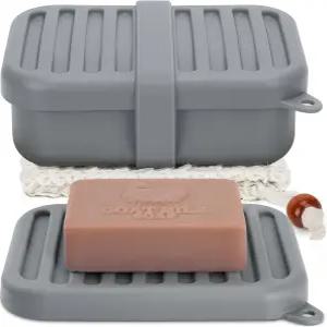 우수한 누수 방지 실리콘 바 홀더 및 비누 케이스 뚜껑 배수 트레이가 있는 여행용 용기 스트랩 시살 가방