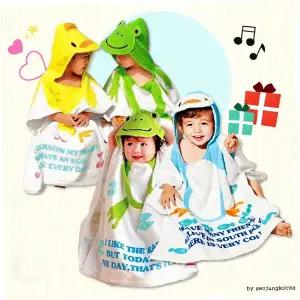 어린이 후드 비치가운 목욕가운 수영장 해변 물놀이 속건 타월 폰초