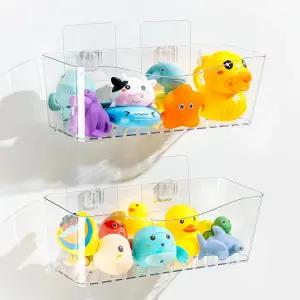 임시아 목욕 장난감 보관 투명 욕조 정리함 대용량 샤워 캐디 드릴링 퀵 드라이 배수 가능 없음 욕실용