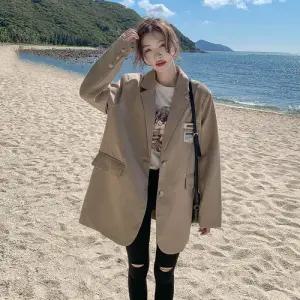 빛채운 여사친 재킷 치조체크 정장코트 봄가을 루즈핏 OPH1