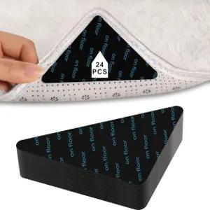 24개 러그 그 원목 바닥 및 타일용 미끄럼 방지 스키드 내구성 재사용 가능한 양면 카펫 테이프 청소하기