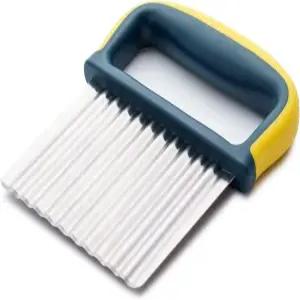 크링클 커터 나이프 감자 프라이 컷 및 채소 스테인리스 스틸 당근 슬라이서 옐로우