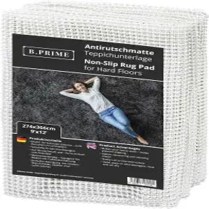 B.PRIME 9x12피트 미끄럼 방지 러그 언더레이 패드 하드 플로어용. 다양한 사이즈 옵션 제공