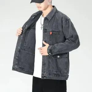 샤오원샵 청 그레이 캐주얼 남자 칼라 슬림핏 빅사이즈 코트 톱 청자켓 키작남 자켓 꾹1