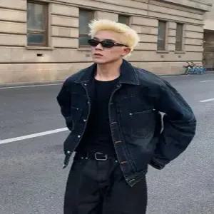 샤오원샵 남친 청 가을 캐주얼 빈티지 터키석 자켓 청자켓 워싱 키작남 칼라 코트 꾹3