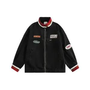 샤오원샵 남성 청 봄 빈티지 키작남 청자켓 레터링 자수 코트 트렌드 커플 멋스러운 차이나 자켓 꾹1