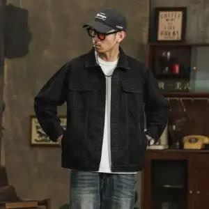 샤오원샵 남친 데님 캐주얼 빈티지 춘추 청자켓 재킷 스트랩 멋스러운 코트 키작남 꾹3