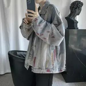 샤오원샵 청 남성 춘추 재킷 칼라 청자켓 슬림핏 키작남 그래피티 코트 꾹3