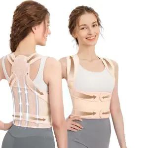 여성과 남성을 위한 허리 보호 자세 교정기 어깨 조절 가능한 풀 지지대 목/어깨/허리 척추측만증 및 교정