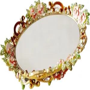 파시아르 골드 미러 배니티 트레이 핸드 페인팅 장식용 주얼리 금속 메이크업 서랍장 조리대