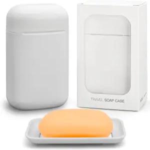 탈착식 배수 트레이가 있는 미니멀리스트 여행용 비누 케이스 실리콘 씰이 컴팩트 누수 방지 용기 회색 1팩