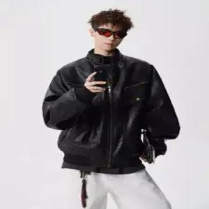 남자 빈티지한 차이나넥 스킨 상의 재킷 점퍼 리치 항공 PU가죽 DUCHI1