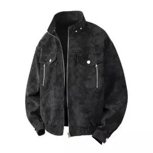 남성용 봄 캐주얼 항공 점퍼 PU가죽 자켓 차이나넥 멀티포켓 DUCHI1