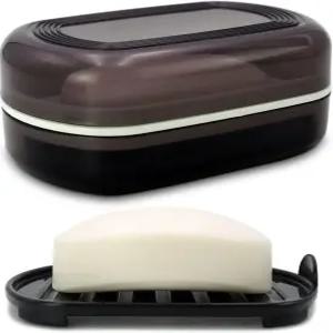 HAYSNA 여행용 비누 용기 바 홀더 휴대용 케이스 캠핑 헬스장 욕실용 뚜껑이 있는 접시블랙 스타일1