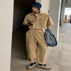 오버롤 남성 점프 슈트 남자 점프수트 긴팔 미군 카고 정비복 바지 멜빵 캐주얼 작업복