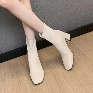 [비케이엠_63]여성 봄신발 유니크 구두 사각코 앵글 부츠