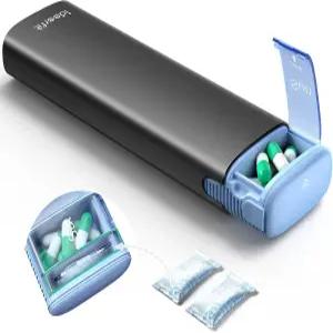 주간 알약 정리함 7일 건조제가 내장된 밀폐 실리콘 씰 상자 휴대용 여행용 의약품 방습 비타민 및 보충제