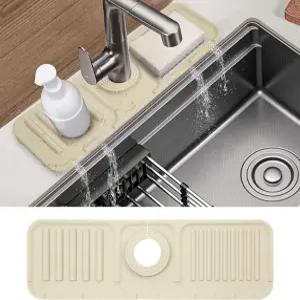가정용 싱크대 스플래시 가드 정리용 수도꼭지 손잡이 드립 캐처 매트 및 주방 카운터용 실리콘 흰색