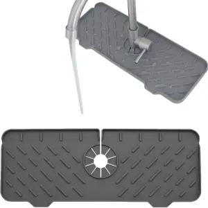 실리콘 수도꼭지 매트 싱크대 스플래시 가드 주방 욕실 세탁실 농가 바 및 RV그레이 14.56인치용 물받이