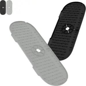 주방 싱크대용 ECAAZ 실리콘 수도꼭지 매트 뒤에 2팩 스플래시 가드 조리대 보호를 위한 조절식 방수 드립