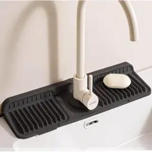주방 싱크대 스플래시 가드 6 경사 실리콘 수도꼭지 매트 고정 버튼 디자인 RV/목욕실 금고 뒤 손잡이 드립