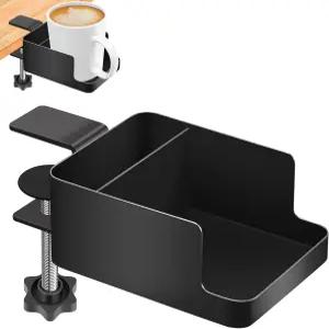 책상 컵 홀더 클램프 휴대폰 티백 및 원격 노드릴 정리함이 있는 금속 테이블 가장자리에 최대 1.57인치