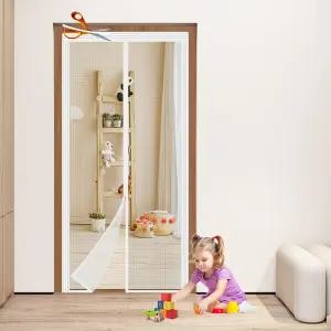 조절 가능한 흰색 유리섬유 도어 커튼 DIY 크기 너비 29인치 34인치 높이 79인치 82인치 자석이 강화된