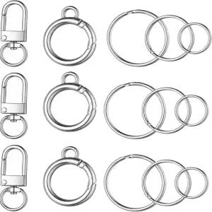 목걸이용 15PCS 개 태그 클립 홀더 링 애완동물용 헤비 듀티 고양이 이름 하드웨어 액세서리 실버