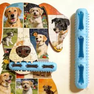 개를 위한 360 치과용 씹기 장난감 치아 청소를 내부 및 외부 텍스처가 있는 칫솔 스터핑 가능한 고무