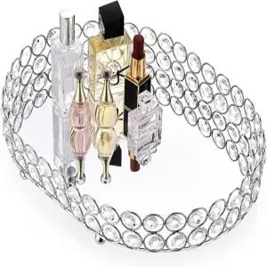 히피웨 크리스탈 베니티 트레이 미러드 드레서 향수 메이크업 화장품 스킨 케어 보관용 욕실 조리대 홈