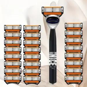 호환  6층 수동 면도기 세트 481218개의 리필이 포함된 손잡이 1개 일상적인 얼굴 관리를 스테인레스 스틸