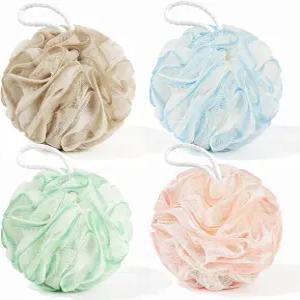 욜리스트 루파 스펀지 4팩 샤워용 각질 제거 바디 스크러버 걸이 루프가 있는 부드러운 목욕 여성 남성용