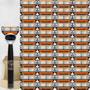 호환  6층 수동 면도기 세트 481218개의 리필이 포함된 손잡이 1개 일상적인 얼굴 관리를 스테인레스 스틸