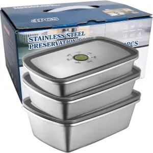 뚜껑이 있는 304개 스테인리스 스틸 식품 저장 용기 3개 프리미엄 품질의 정교한 장인 정신 우아한 포장