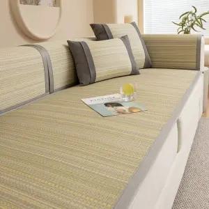 라탄 쿨패드 냉감 다용도 매트 소파용 대나무 청 여름매트 파란색