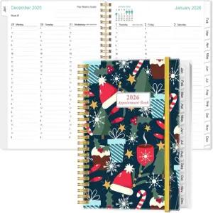 2026년 예부 및 플래너 1월부터 12월까지의 일일 시간 계획자 30분 간격의 주간 중간 6.4인치 x 8.5인치