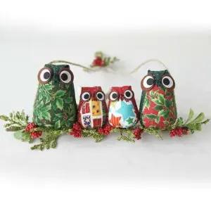 크리스마스 부엉이 가랜드 4마리 1P 벽장식 소품 데코