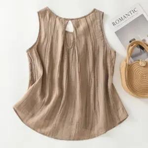 여름 여사친 티 면마 티셔츠 민소매티 주름 린넨 민소매 나시 원픽2