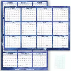 36인치 X 24인치 2026년 연간 벽걸이 달력 대형 접이식 플래너 적층 수평 및 수직 이중 사용 1월부터