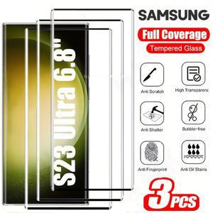 호환 삼성 호환제품 호환 S23 삼성 호환제품 호환 삼성 호환제품 호환 울트라 S24 울트라 S9 S8 참고 20 10 3D 곡선 지문 방지 화면 보호기에 대한 3Pcs 유리