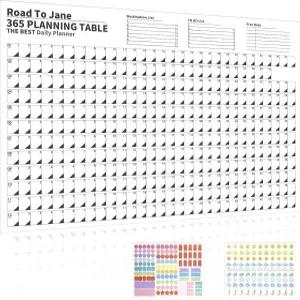 Reofrey 365일 포스터 캘린더 연간 플래너 일정 29.2인치 x 20.7인치 한 페이지 두꺼운 종이 일 년 내내 큰